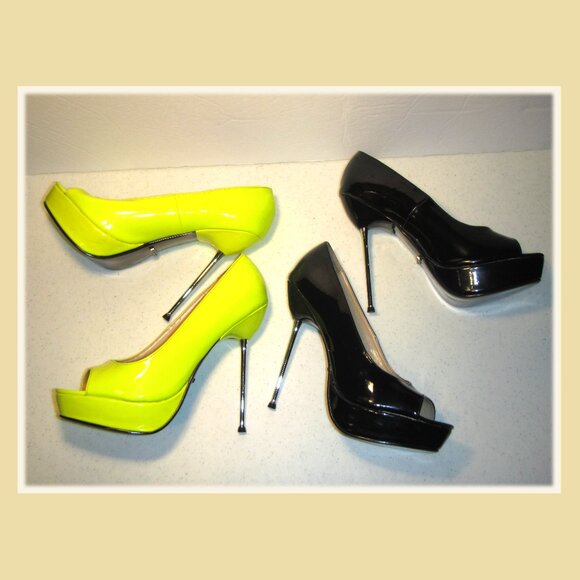 Lot 2 The Highest Heel Roxy-21 Size 9 Platform Peep Toe Stiletto Pumps, 5" Heel - Picture 1 of 12